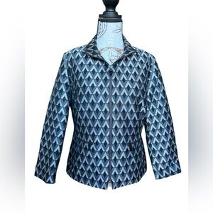 Carlisle Structured Zip Up Blazer Jacket with Geometric Design Size 2